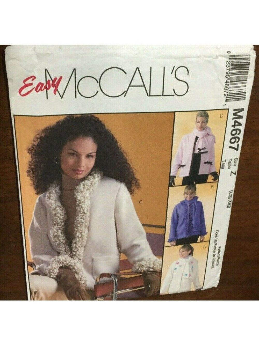 Vintage Sewing Pattern McCalls M4667 Miss Lined Jackets, Scarves Sz LRG-XLG U/C
